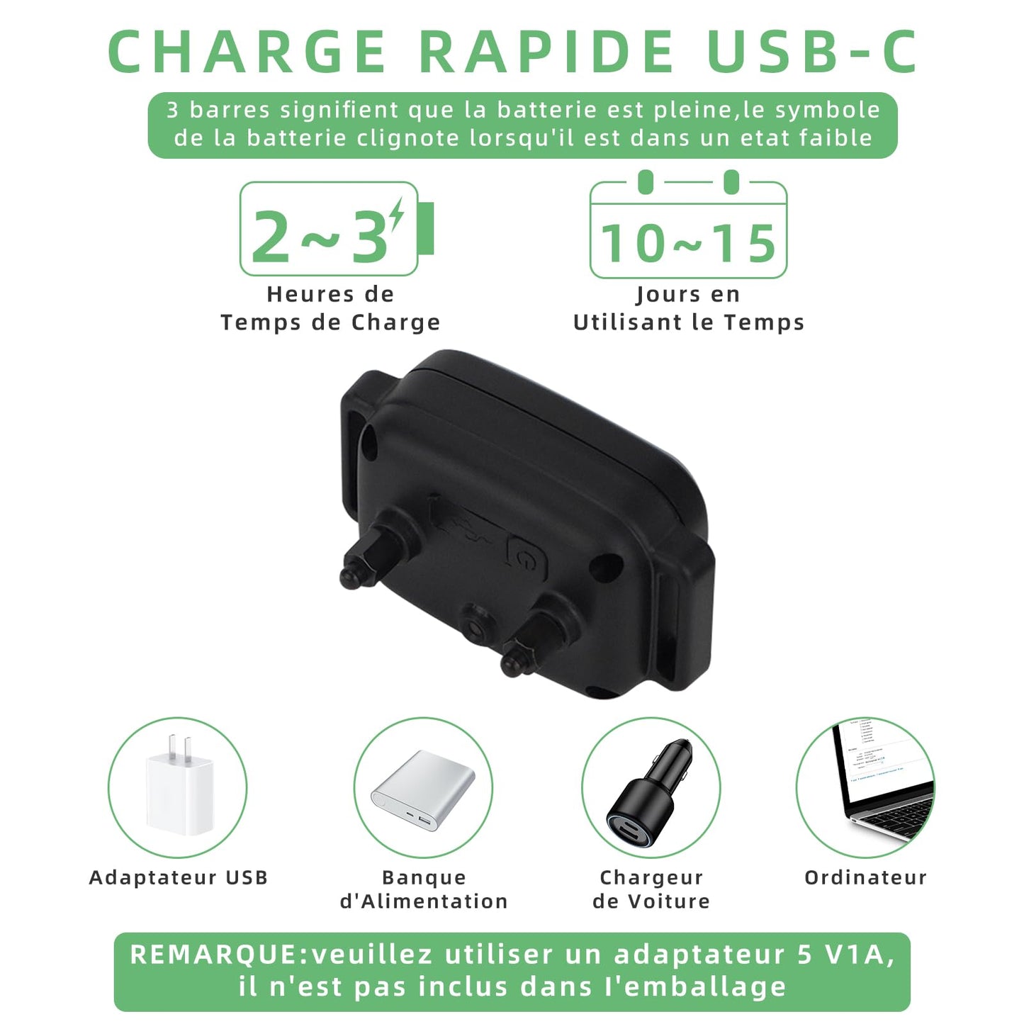 Collier Anti Aboiement Chien, 4 Modes Son/Vibration/Choc Electrique, Réglable 8 Niveaux de Sensibilité, Rechargeable Contrôle Anti-aboiement Intelligent, Étanche IP67 pour Gros Petit Chien-Noir