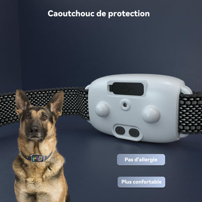 Meloive Collier Anti Aboiement Chien, Conformes à La Nouvelle Loi 2025-Détection Intelligente des Aboiements, 4 Modes Son/Vibration/Forte Vibration, Rechargeable pour Petit et Gros Chien, Blanc