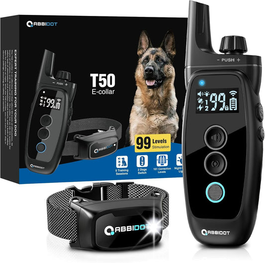 ABBIDOT Collier de Dressage pour Chien - Veilleuse, Verrouillage de Sécurité Amélioré, 151 Niveaux de 4 Modes de Dressage, Rechargeable Collier électrique pour Petits et Grands Chiens
