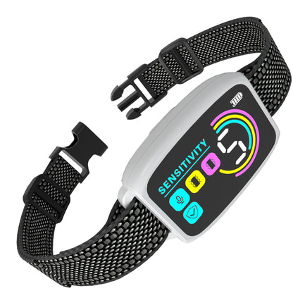 Meloive Collier Anti Aboiement Chien, Conformes à La Nouvelle Loi 2025-Détection Intelligente des Aboiements, 4 Modes Son/Vibration/Forte Vibration, Rechargeable pour Petit et Gros Chien, Blanc