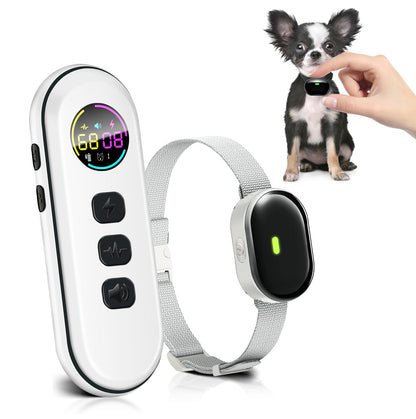 Collier d'entraînement Ultra-léger et Fin avec télécommande de 400 mètres, adapté aux Petits Chiens de 2,3 à 6,8 kg et aux Chiens de Taille Moyenne, (Blanc)