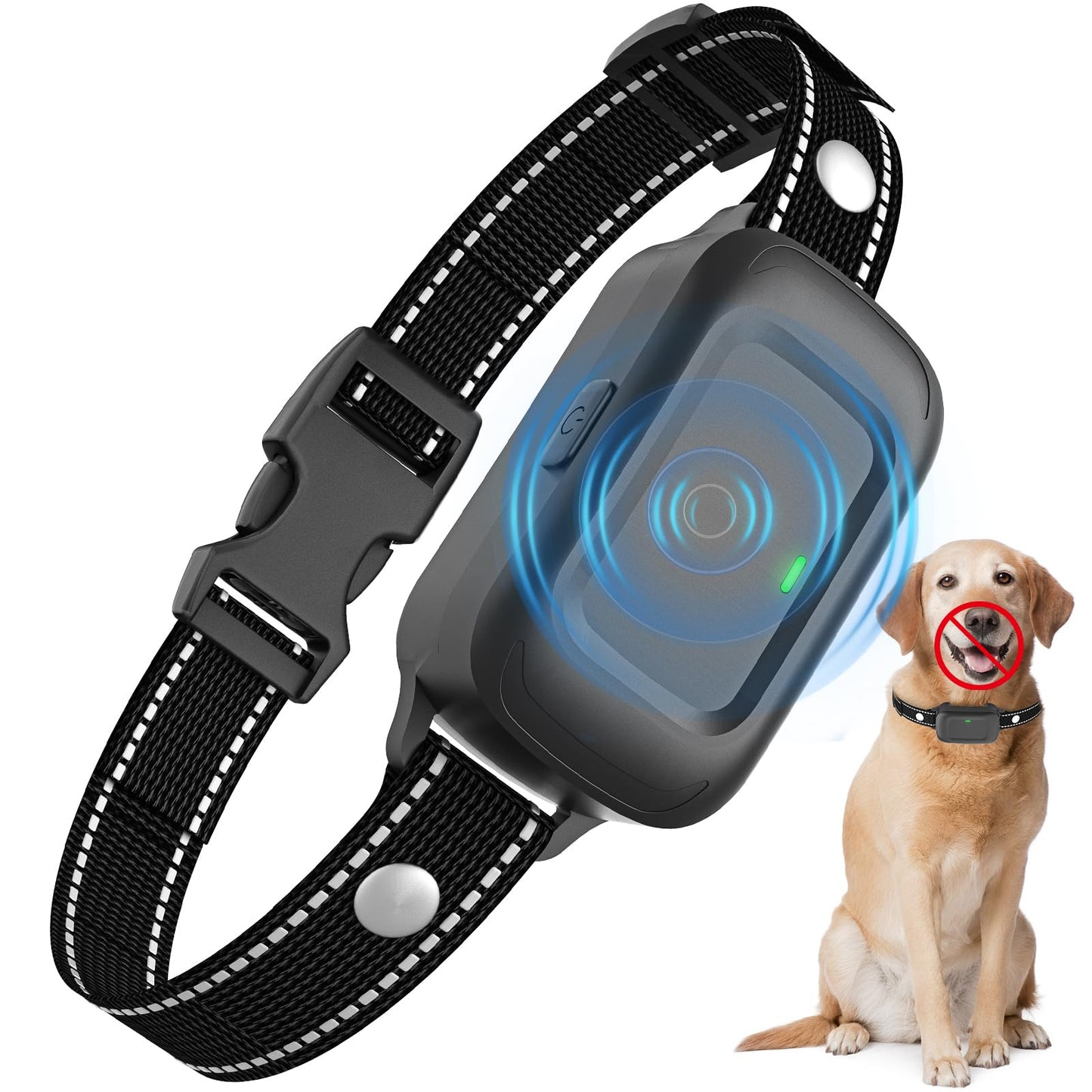Collier Anti Aboiement Chien, Automatique Collier de Dressage pour Détection Intelligente des Aboiements, Ultrasons/Bip/Vibration, Imperméable IPX7, Rechargeable Anti Aboiement Chien Petit Moyen Grand