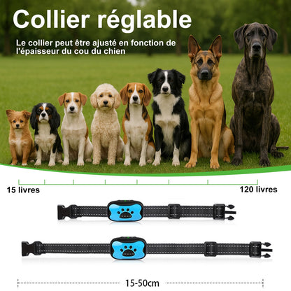 Puppy Safe Collier Anti-Aboiement pour Chien – sans Douleur ni Choc Électrique, 7 Niveaux Sensibilité, Vibration + Son, Taille Réglable,Rechargeable (Blue)