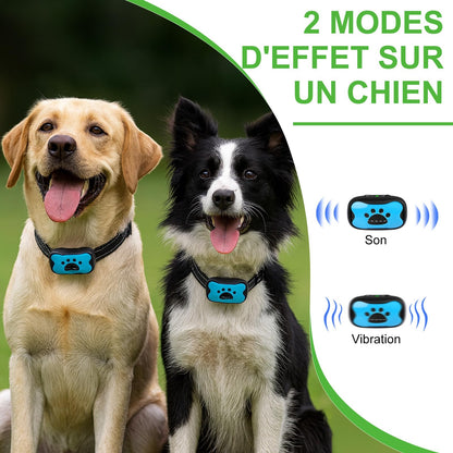 Puppy Safe Collier Anti-Aboiement pour Chien – sans Douleur ni Choc Électrique, 7 Niveaux Sensibilité, Vibration + Son, Taille Réglable,Rechargeable (Blue)
