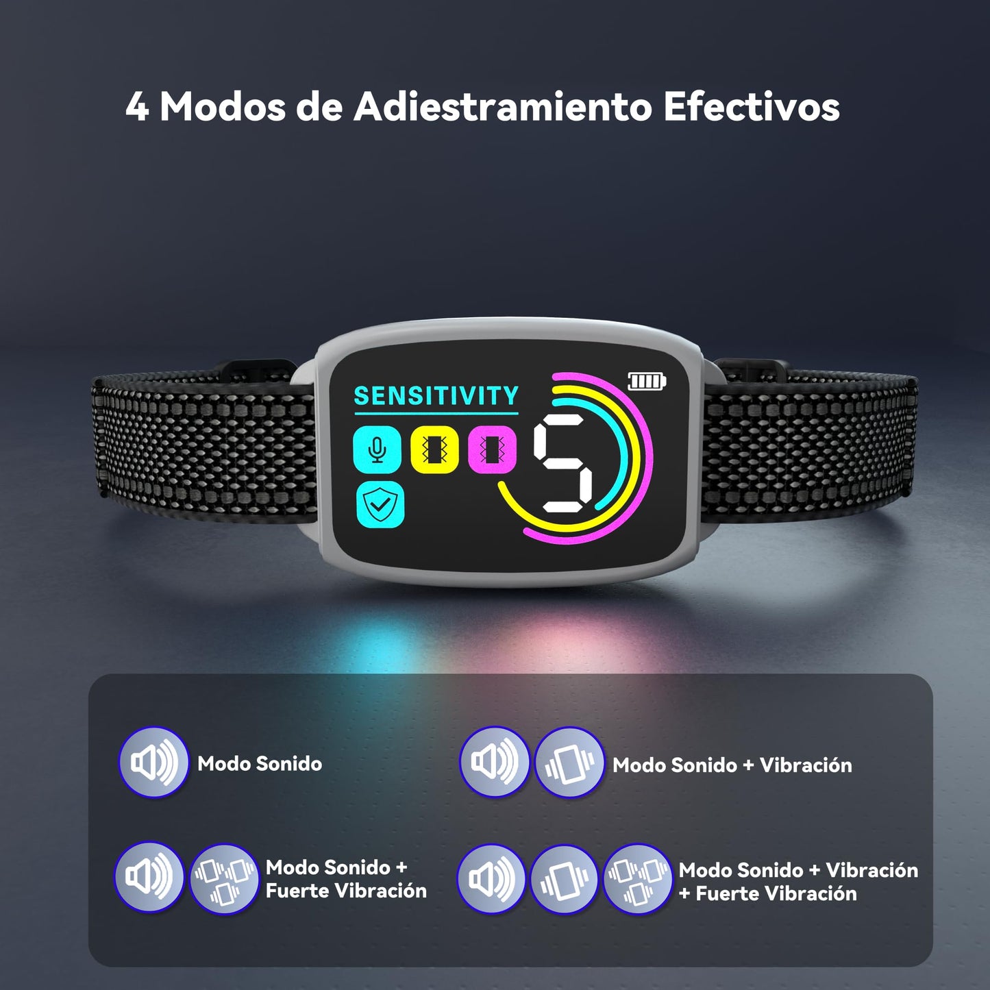 Meloive Collier Anti Aboiement Chien, Conformes à La Nouvelle Loi 2025-Détection Intelligente des Aboiements, 4 Modes Son/Vibration/Forte Vibration, Rechargeable pour Petit et Gros Chien, Blanc