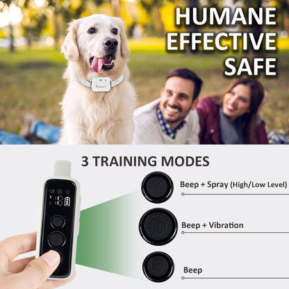 Collier de Dressage pour Chien Citronnelle avec Télécommande, 3 Modes- Pulvérisation/Vibrations/Bip, Rechargeable Collier Anti Aboiements sans Choc Electrique Portée 305m Pulvérisation pour Chien