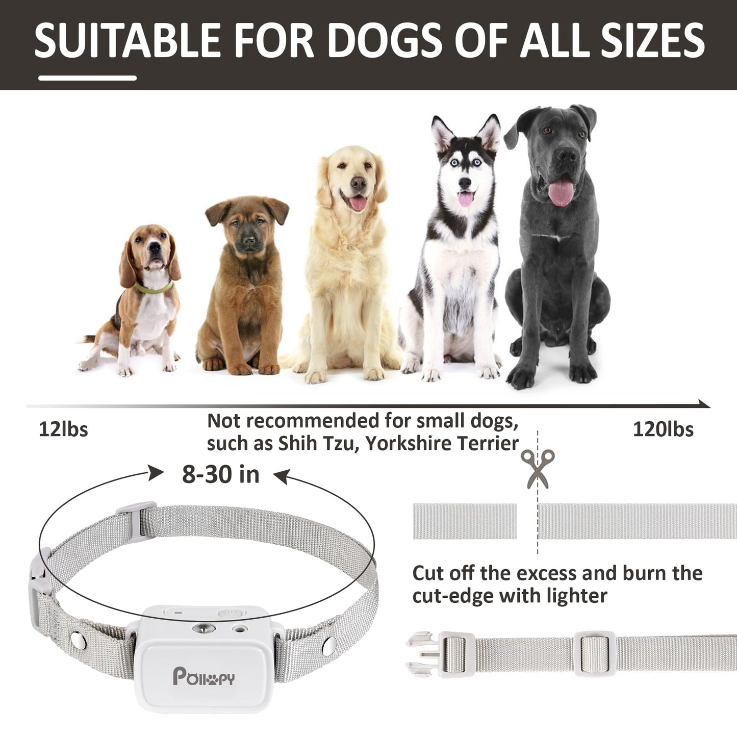 Collier de Dressage pour Chien Citronnelle avec Télécommande, 3 Modes- Pulvérisation/Vibrations/Bip, Rechargeable Collier Anti Aboiements sans Choc Electrique Portée 305m Pulvérisation pour Chien