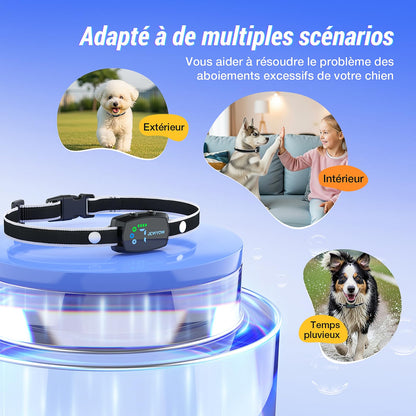 Jewyow Collier Anti Aboiement Chien, Détection Intelligente des Aboiements,3 Modes Beep/Vibration/Beep&Vibration, Étanche IP67, Affichage LED Intelligent, pour Petit et Gros Chien - Noir