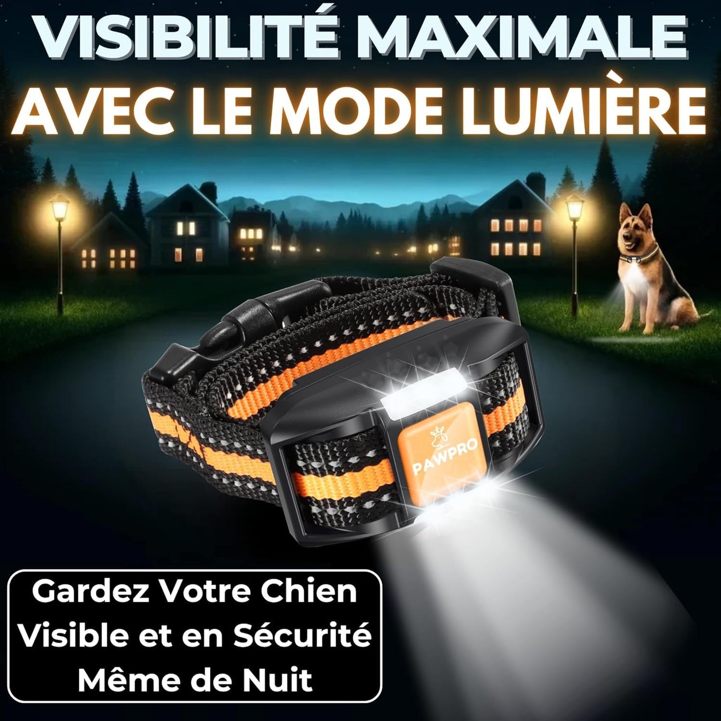 PAWPRO Collier de Dressage, Portée de 3km, Mode Lumière Nocturne, Guide de Dressage Inclus, 124 Niveaux d’Entraînement, BIP Vibration Choc, Adapté à Tous Les Chiens, Étanche, Marque FR (2 Colliers)