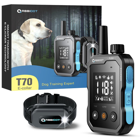 ABBIDOT Collier de Dressage pour Chien - 3500m, Modes Personnalisés, Collier Anti Aboiement Rechargeable et étanche avec Télécommande, Collier Electrique pour Petits et Gros Chiens