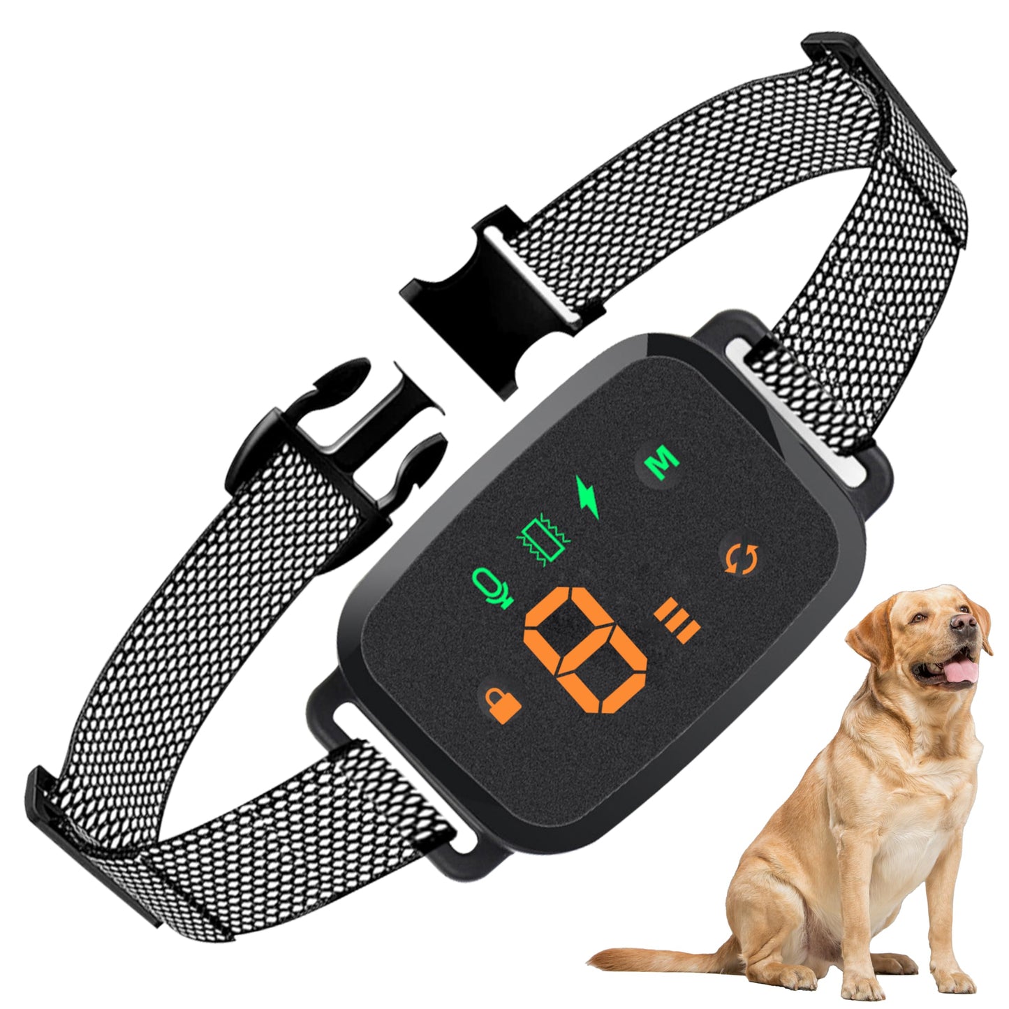 Collier Anti Aboiement Chien, 4 Modes Son/Vibration/Choc Electrique, Réglable 8 Niveaux de Sensibilité, Rechargeable Contrôle Anti-aboiement Intelligent, Étanche IP67 pour Gros Petit Chien-Noir